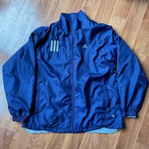 Adidas Blue Full Zip Windbreaker Jacket Medium Men's Lightweight Activewear